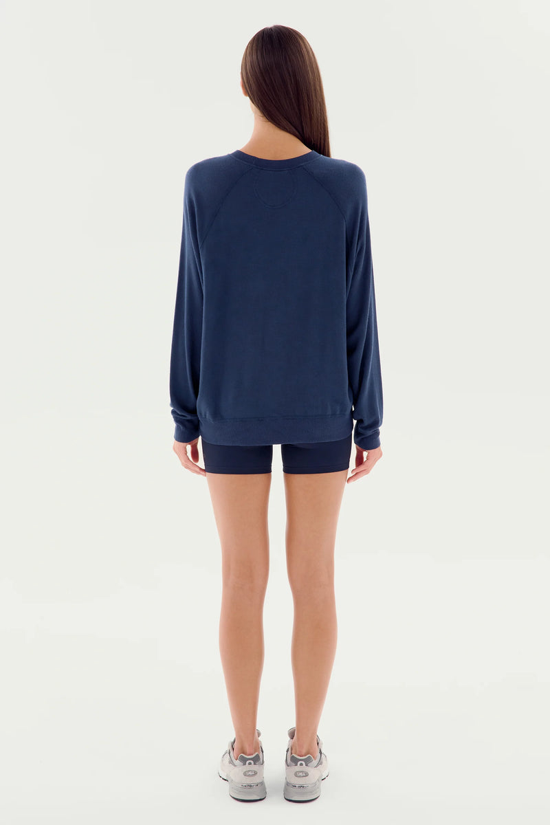 Splits59 Andie Long Sleeve Sweater in Navy - SKULPT Dublin