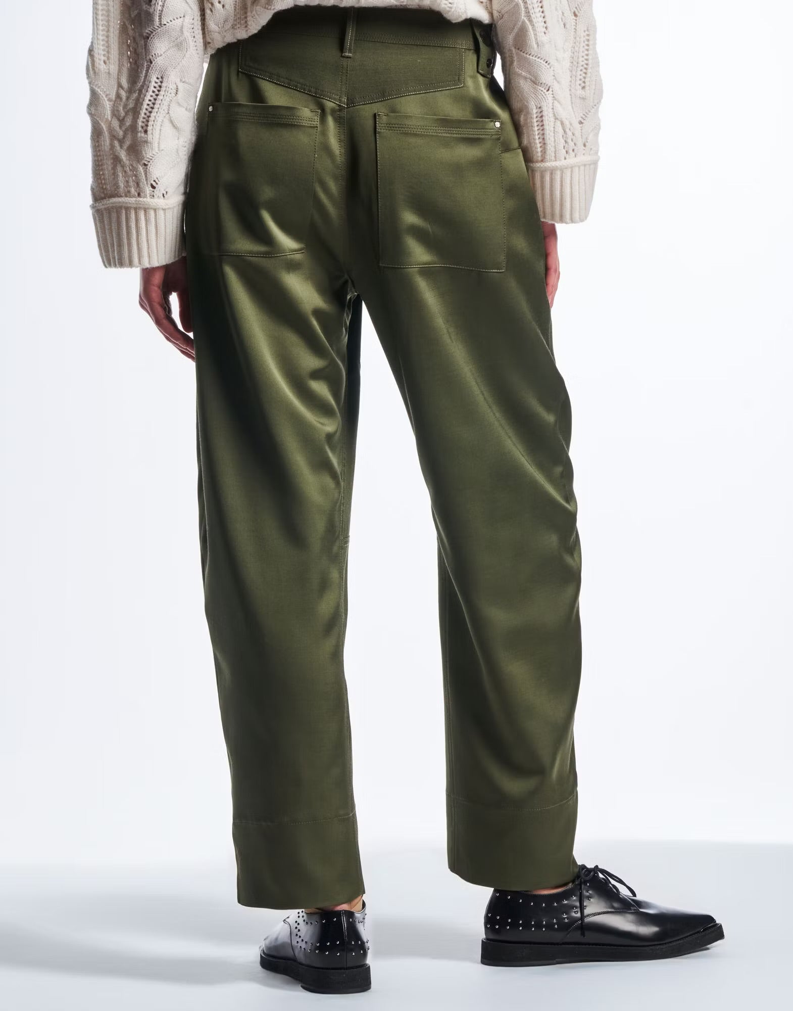 HIGH Everyday Couture Sateen Trousers in Military - SKULPT Dublin