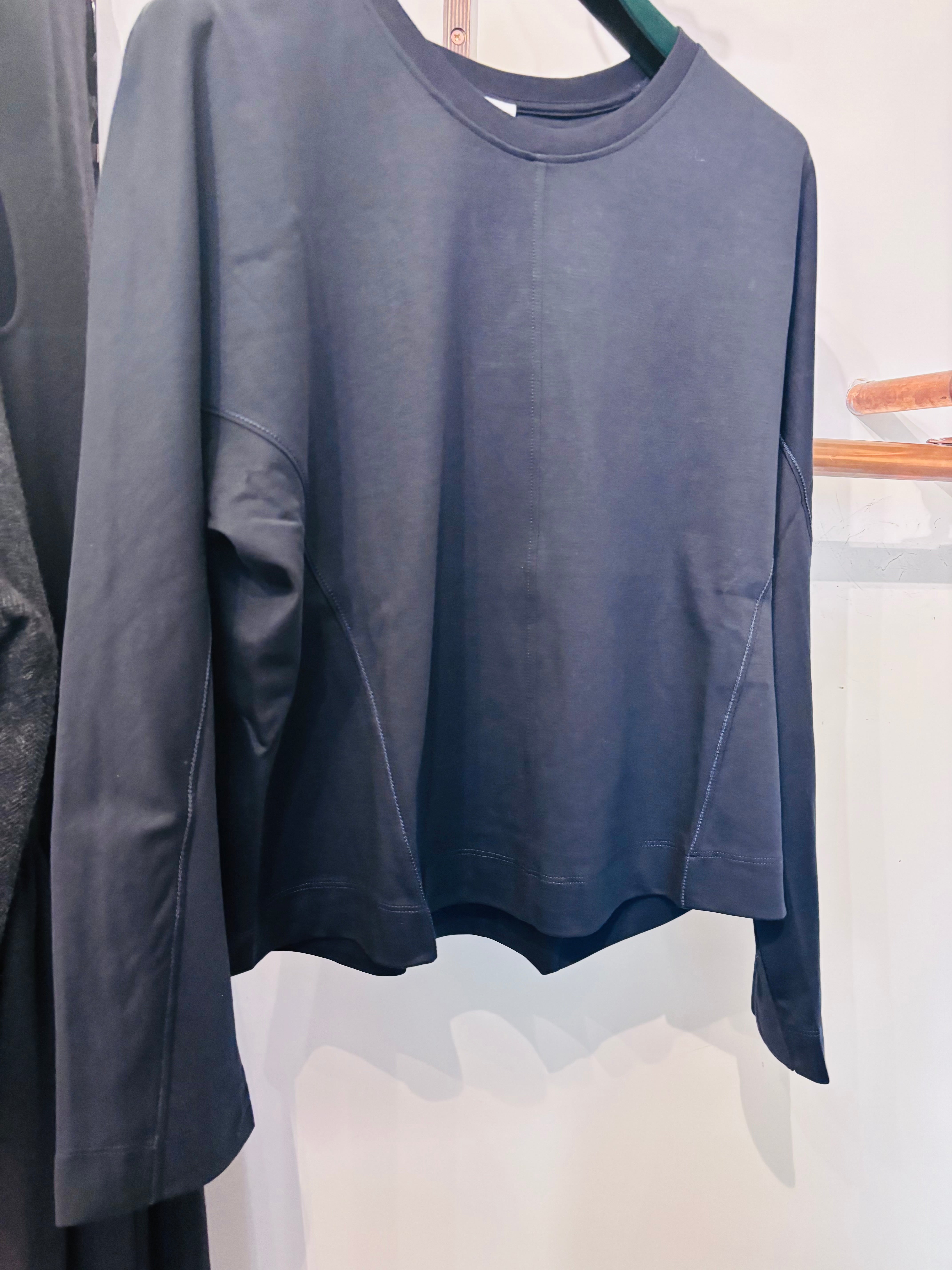 HIGH Everyday Couture Typhoon Jersey Long Sleeve Top in Navy