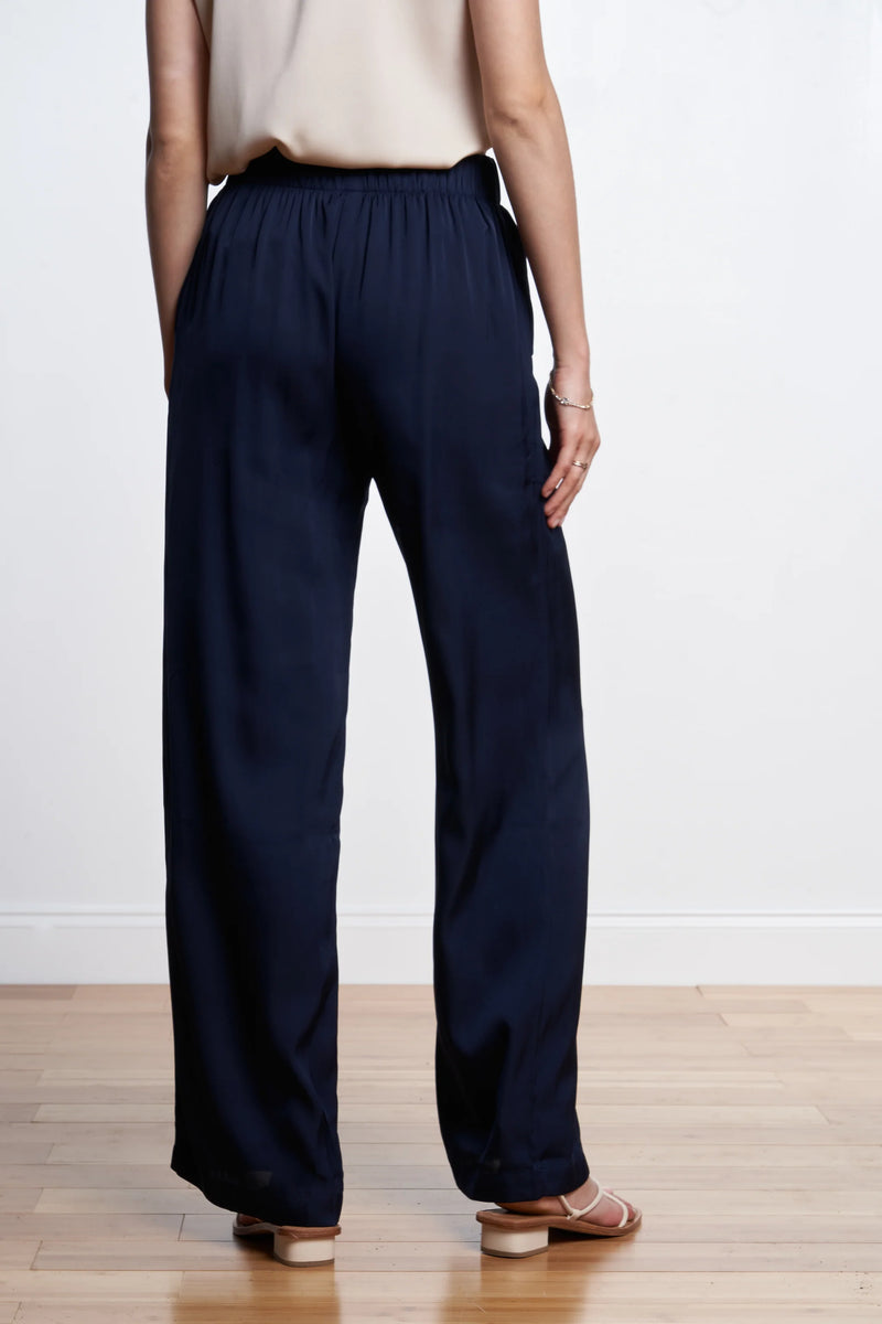 Silks95Five Washable Silk Wide Leg Trousers in Navy - SKULPT Dublin