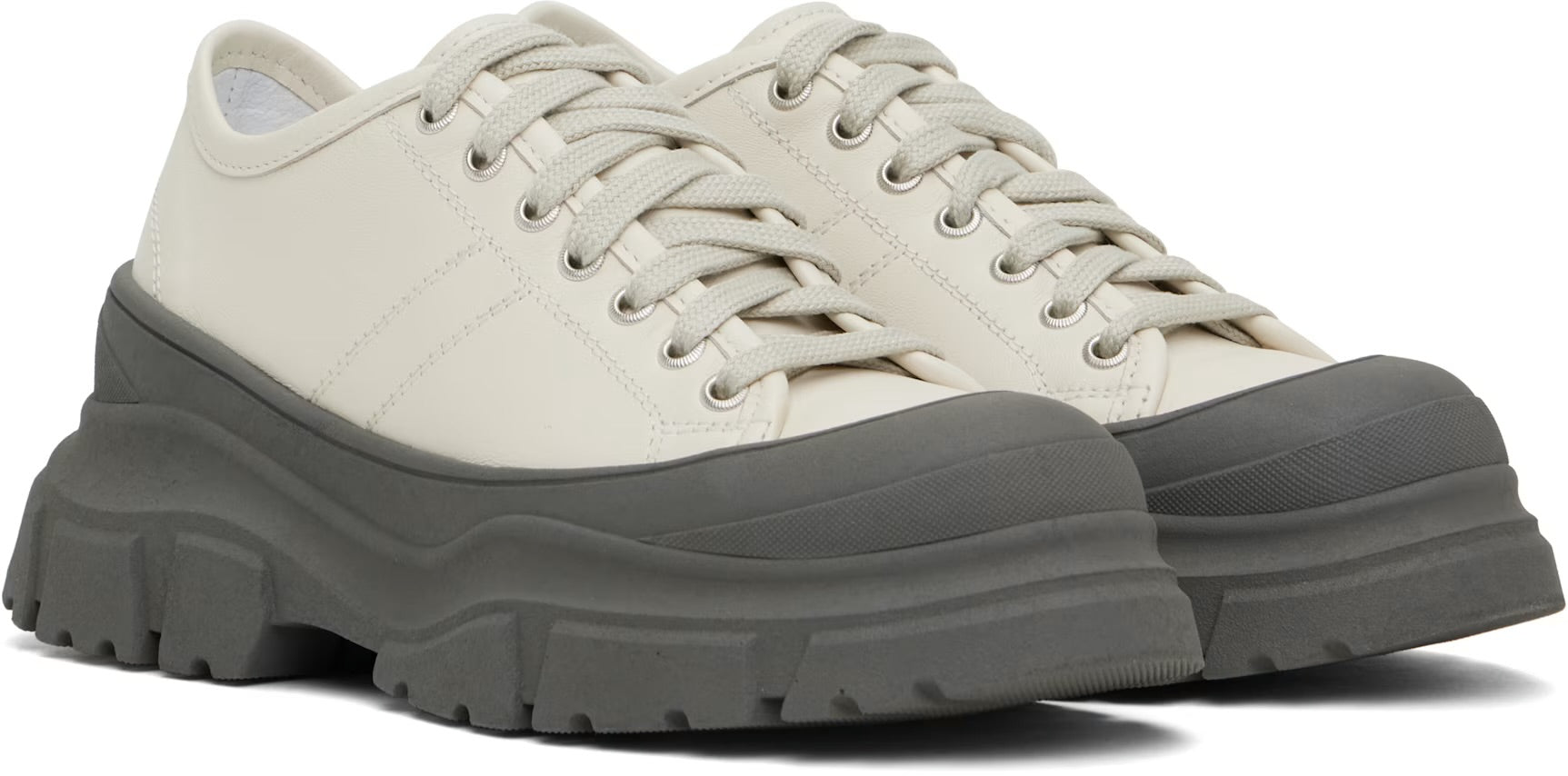 Sofie D'Hoore Chunky Outsole Leather Sneaker in Porcelain - SKULPT Dublin