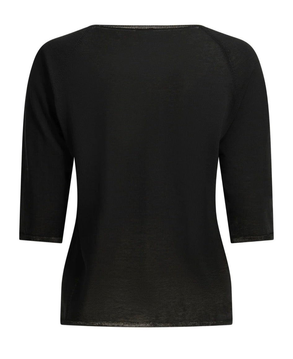 ApuntoB Long Sleeve Knit Top in Black - SKULPT Dublin