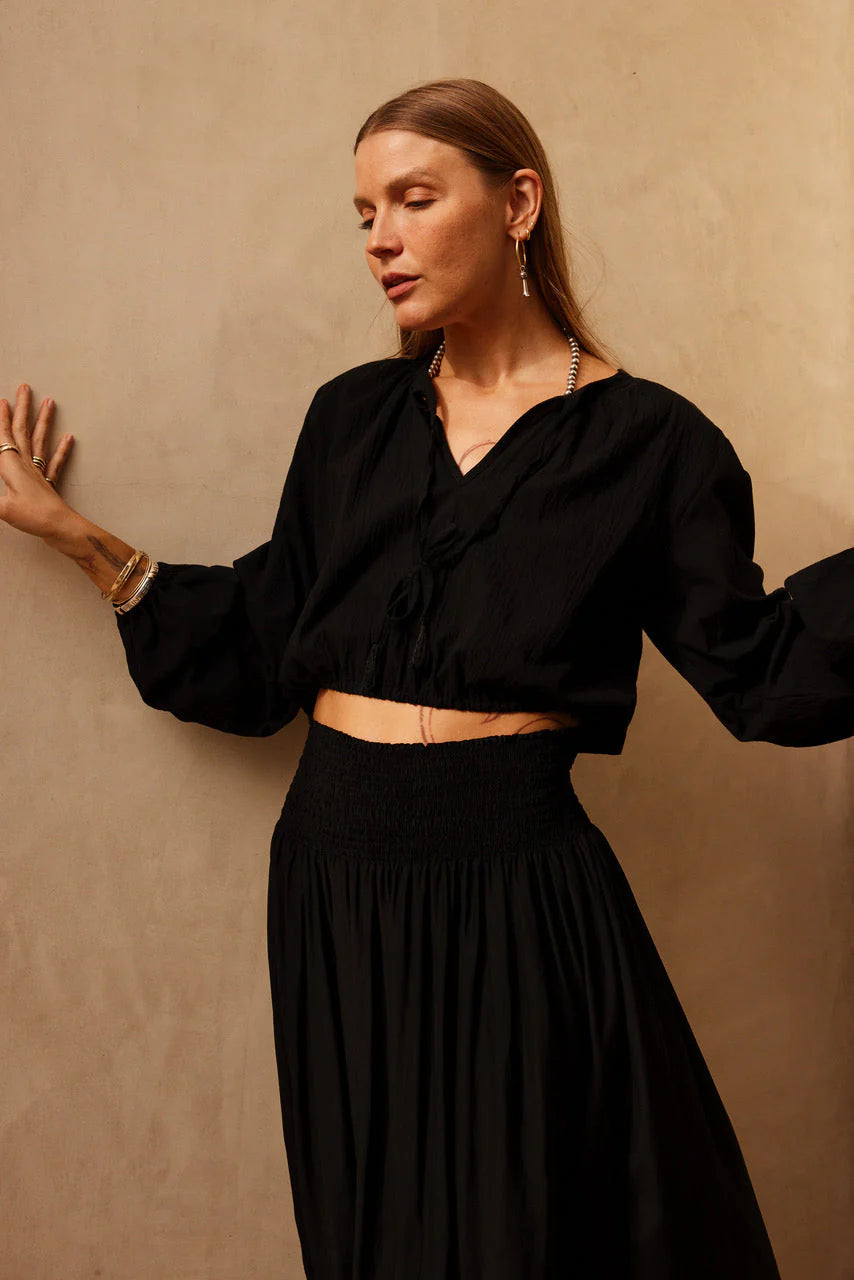 Natalie Martin Long Silk Skirt in Black - SKULPT Dublin