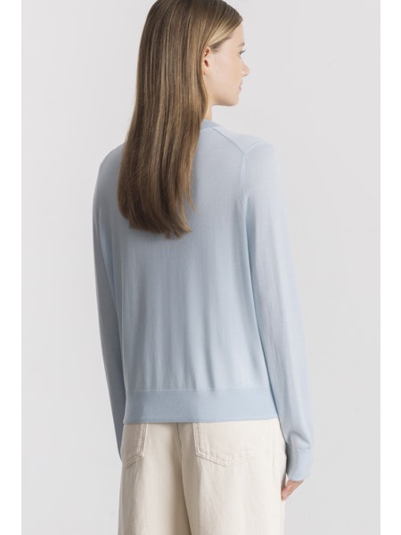 Allude V Neck Wool Jumper in Sky - SKULPT Dublin