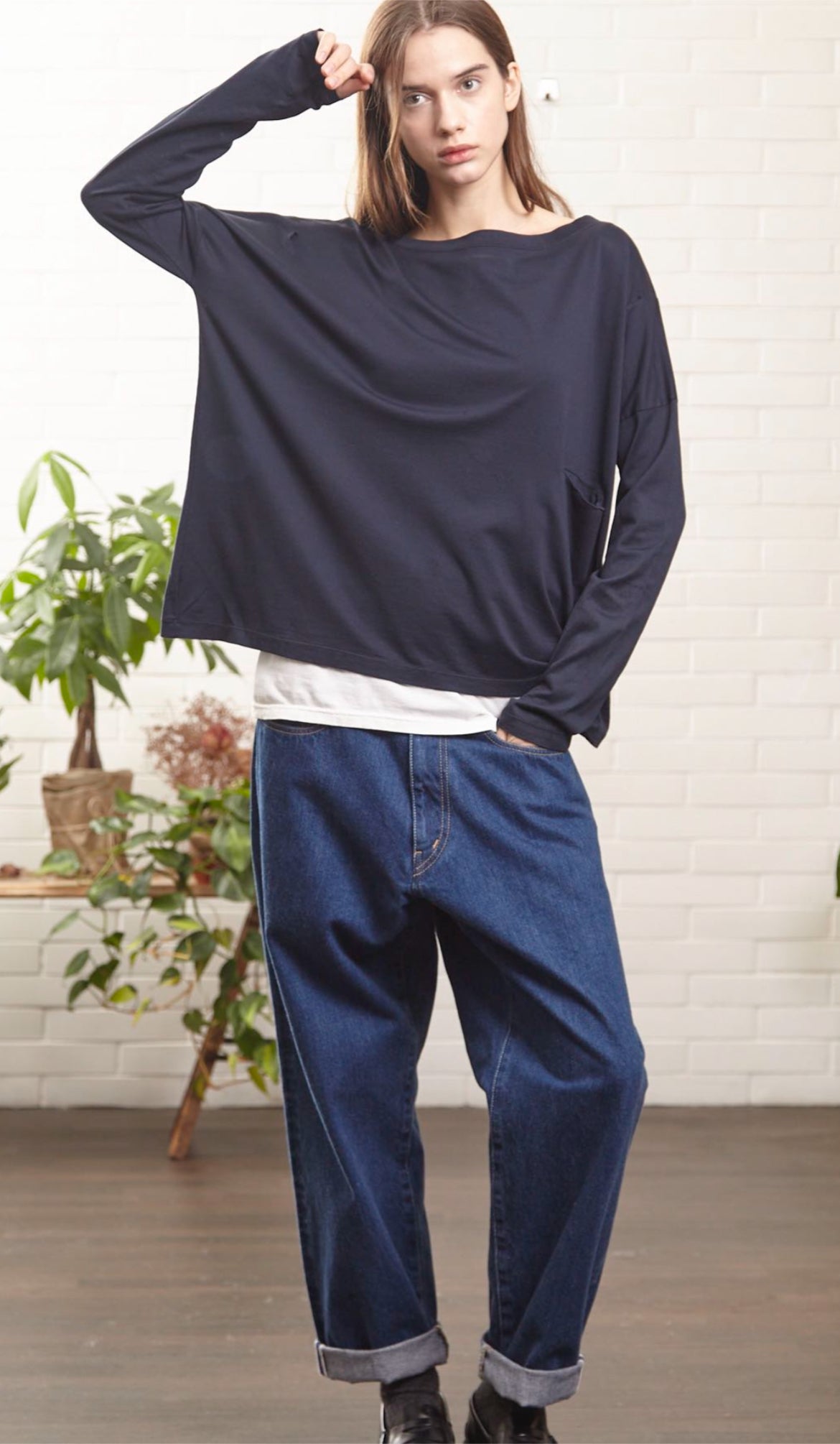 Ma'ry'ya Official Long Sleeve Tee in Navy