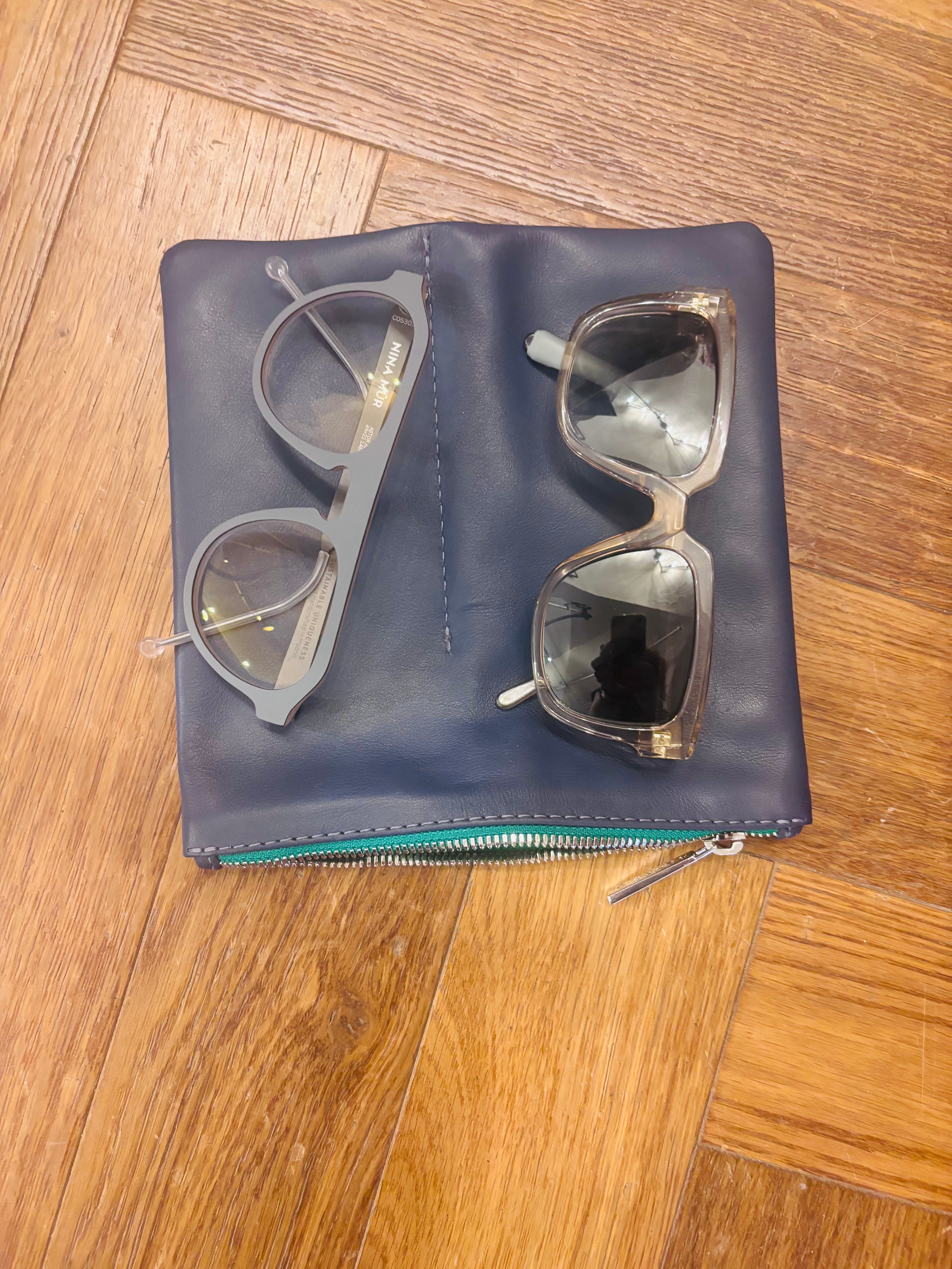 Asher Leather Double Glasses Case Holder
