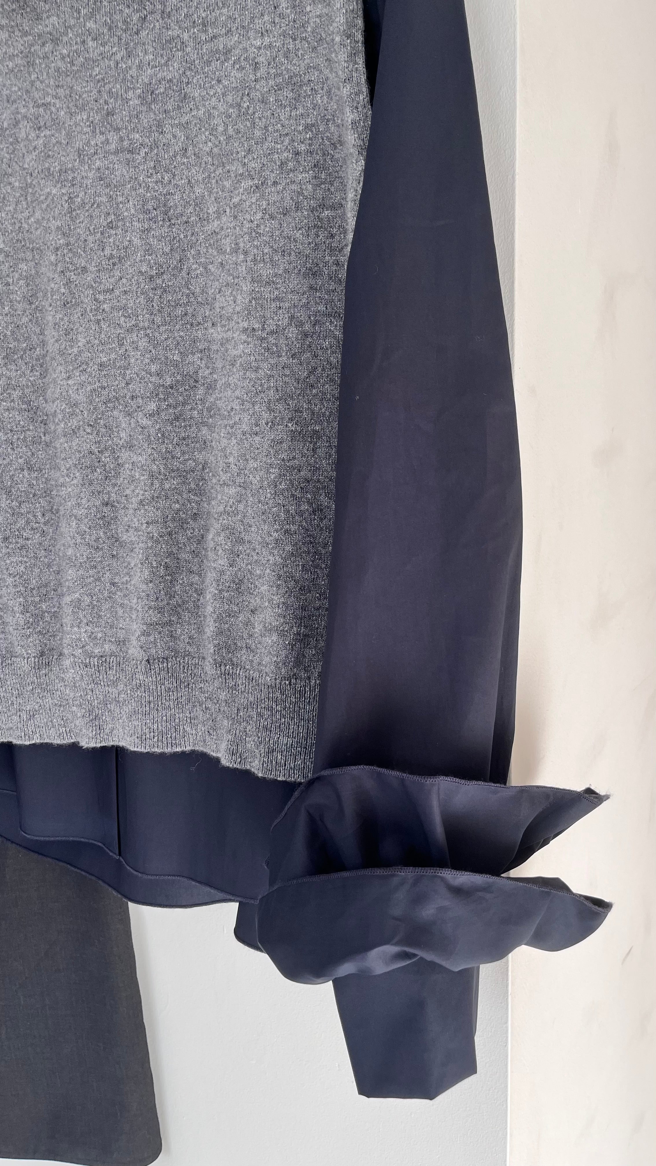 Susanne Bommer Navy Shirt with Frill Cuffs - SKULPT Dublin