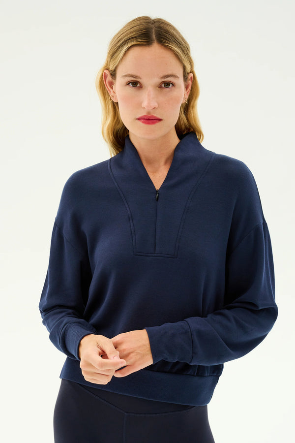 Splits59 Birdie Half Zip Long Sleeve Sweater in Navy