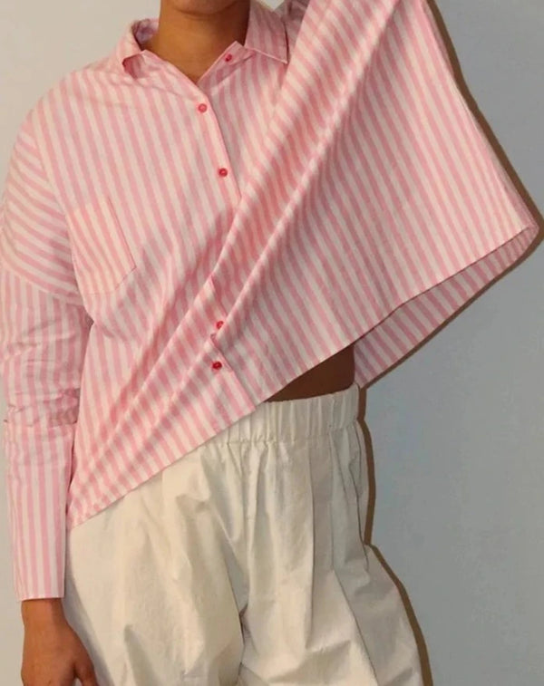Apuntob Stripe Shirt Pink and Cream - SKULPT Dublin