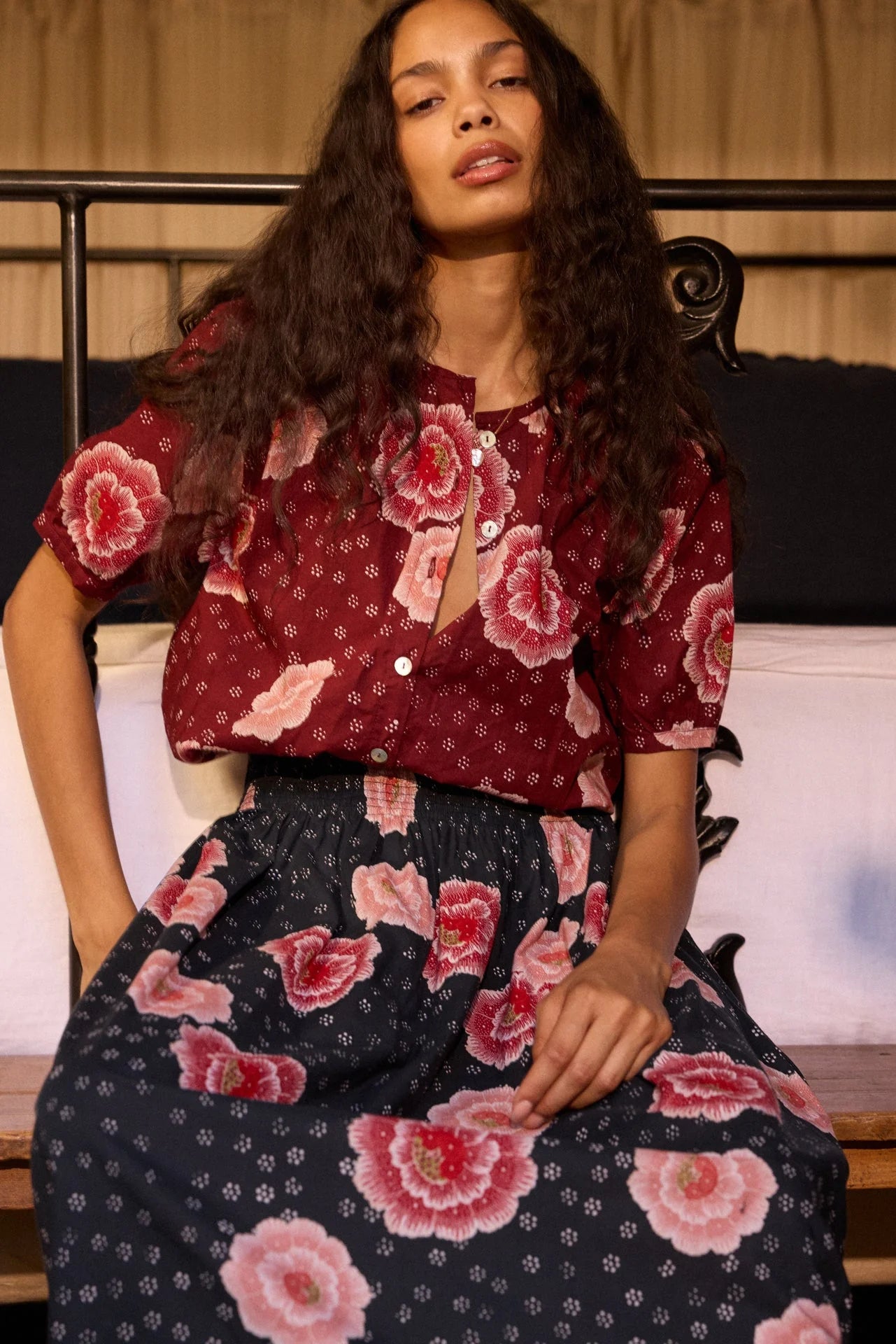 Natalie Martin Short Sleeve Shirt in Poppy Cherry - SKULPT Dublin