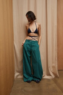 Jejia Trousers in Green Check - SKULPT Dublin