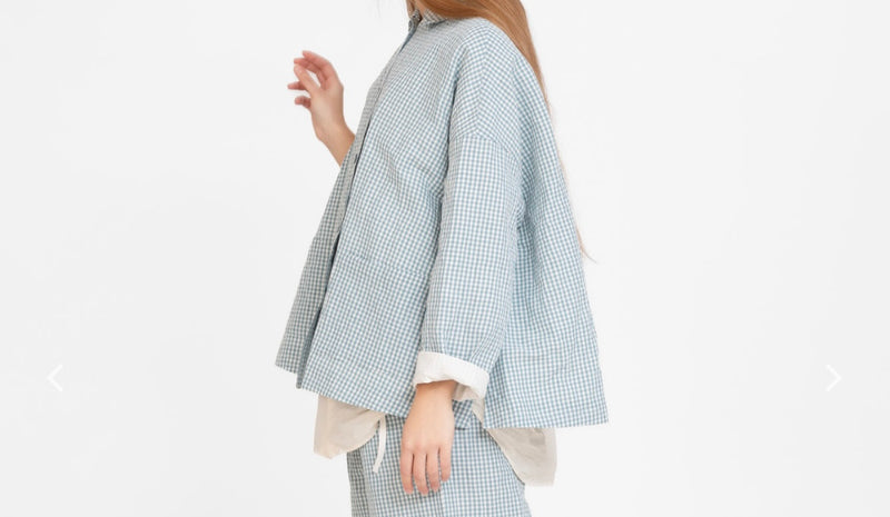 Apuntob Jacket in Gingham Seagreen - SKULPT Dublin