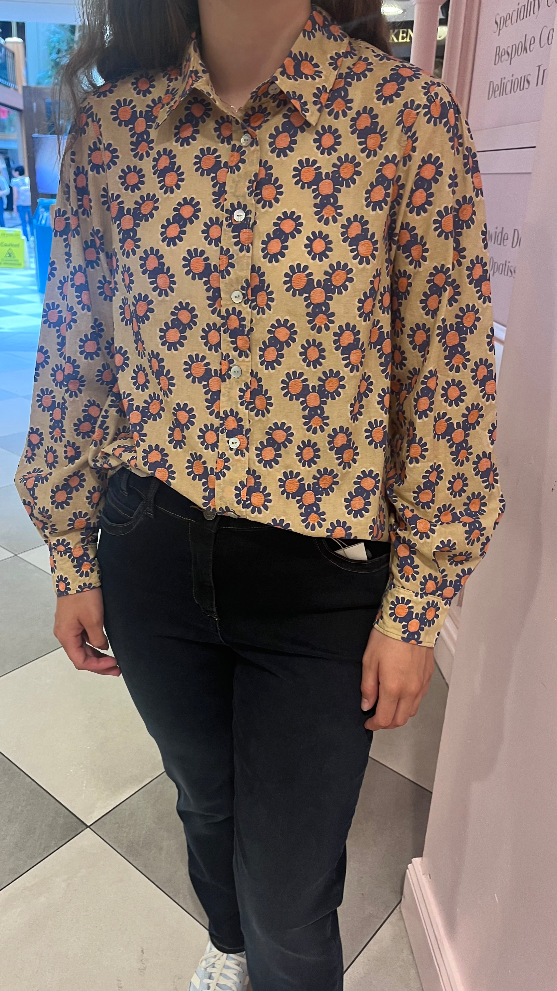 Mat de Misaine Print Shirt Beige with Orange Flower - SKULPT Dublin