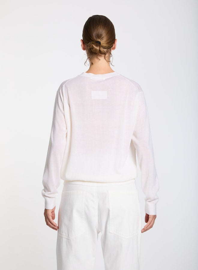 Lis Lareida Merino Wool Cardigan in Soft Cream