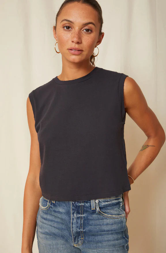 AMO Sleeveless Babe Tee in Vintage Black - SKULPT Dublin