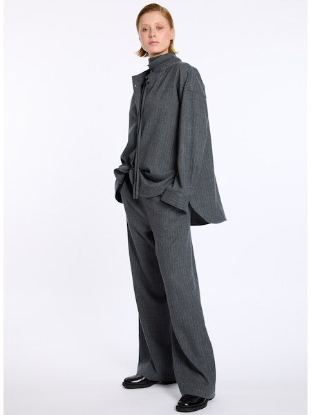 Lis Lareida Wool Trousers in Grey Pin Stripe - SKULPT Dublin