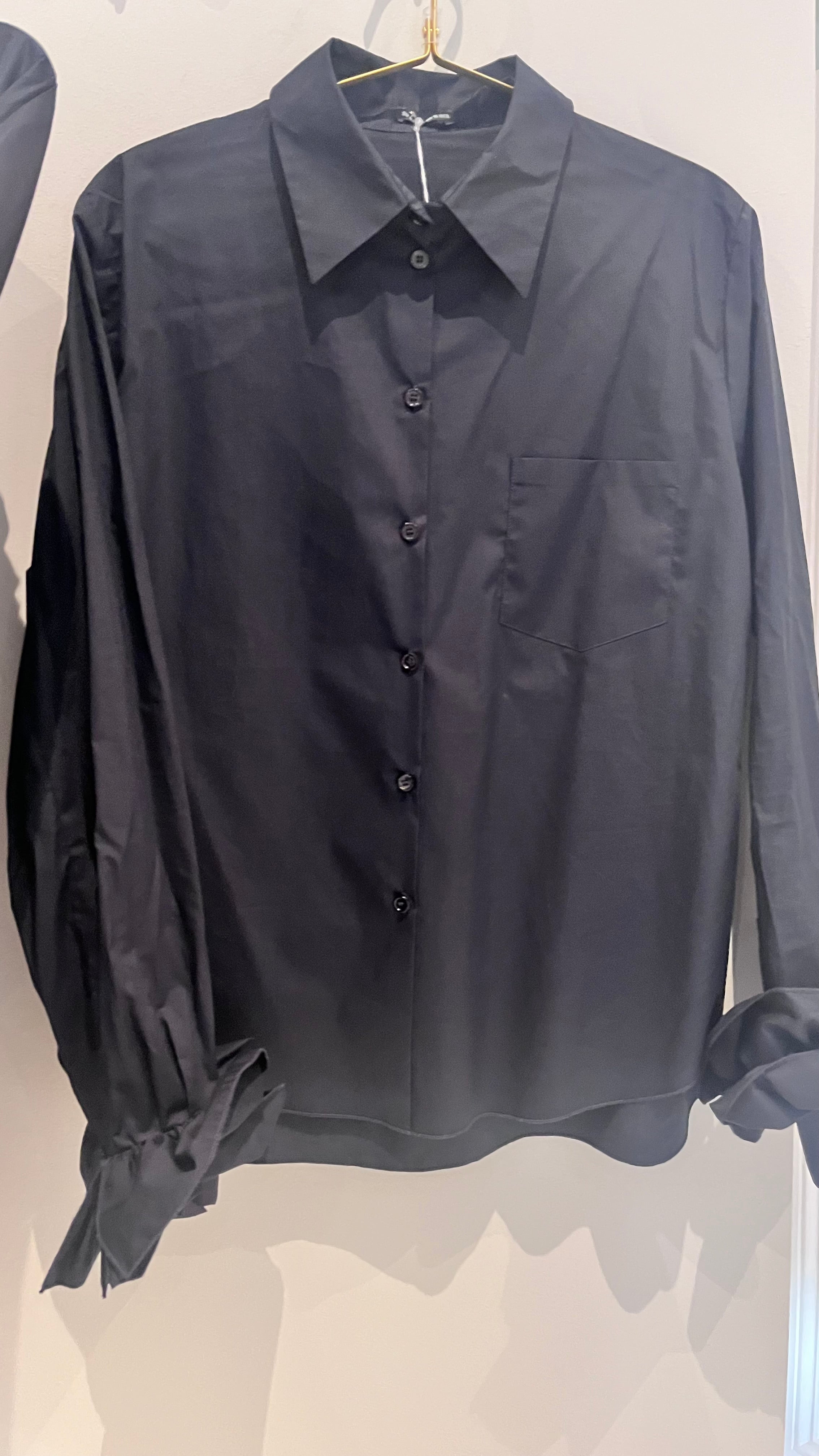 Susanne Bommer Navy Shirt with Frill Cuffs - SKULPT Dublin