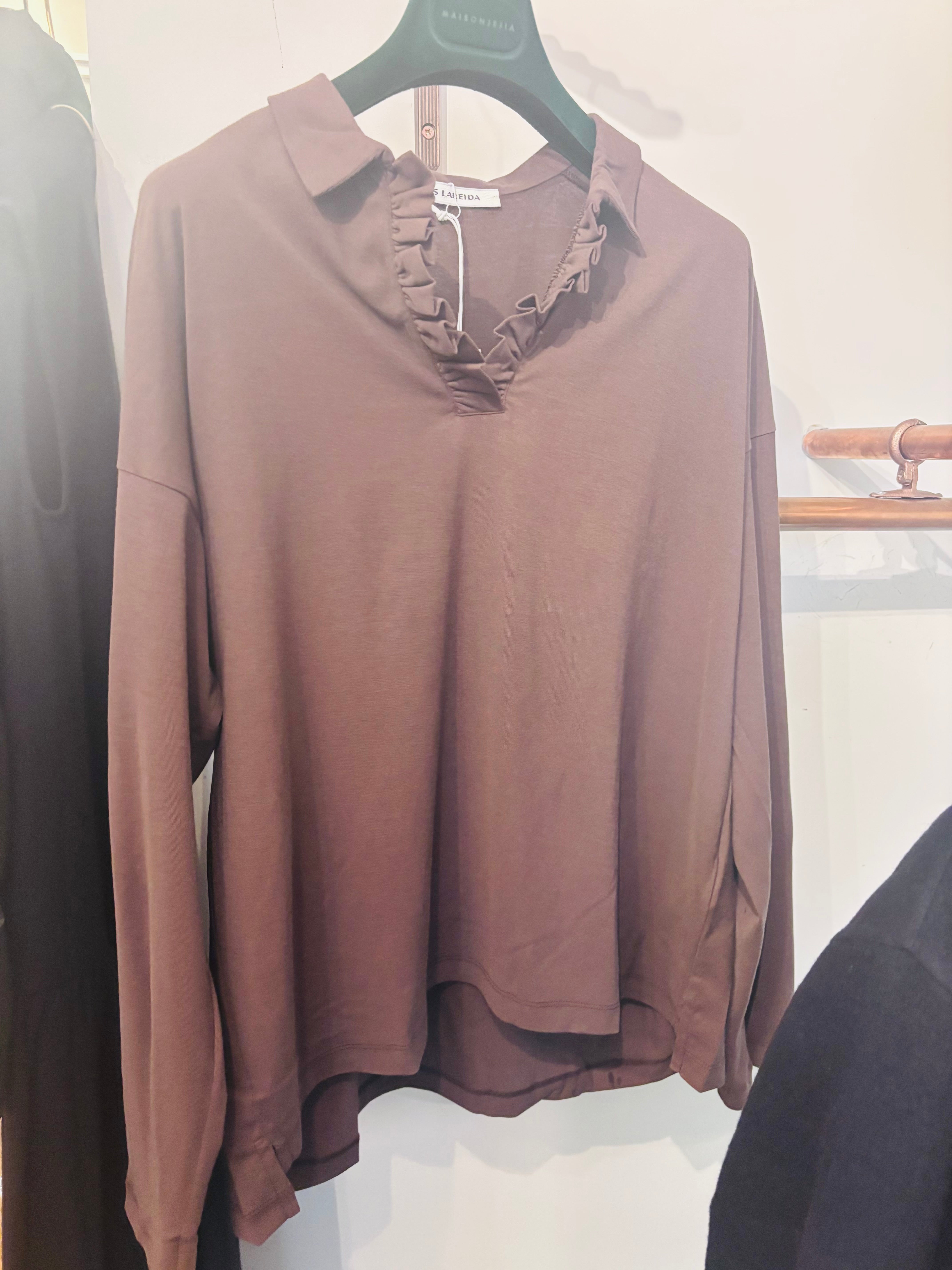 Lis Lareida Ricky Jersey Long Sleeve Top in Chocolate
