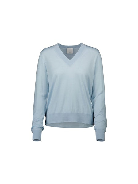 Allude V Neck Wool Jumper in Sky - SKULPT Dublin