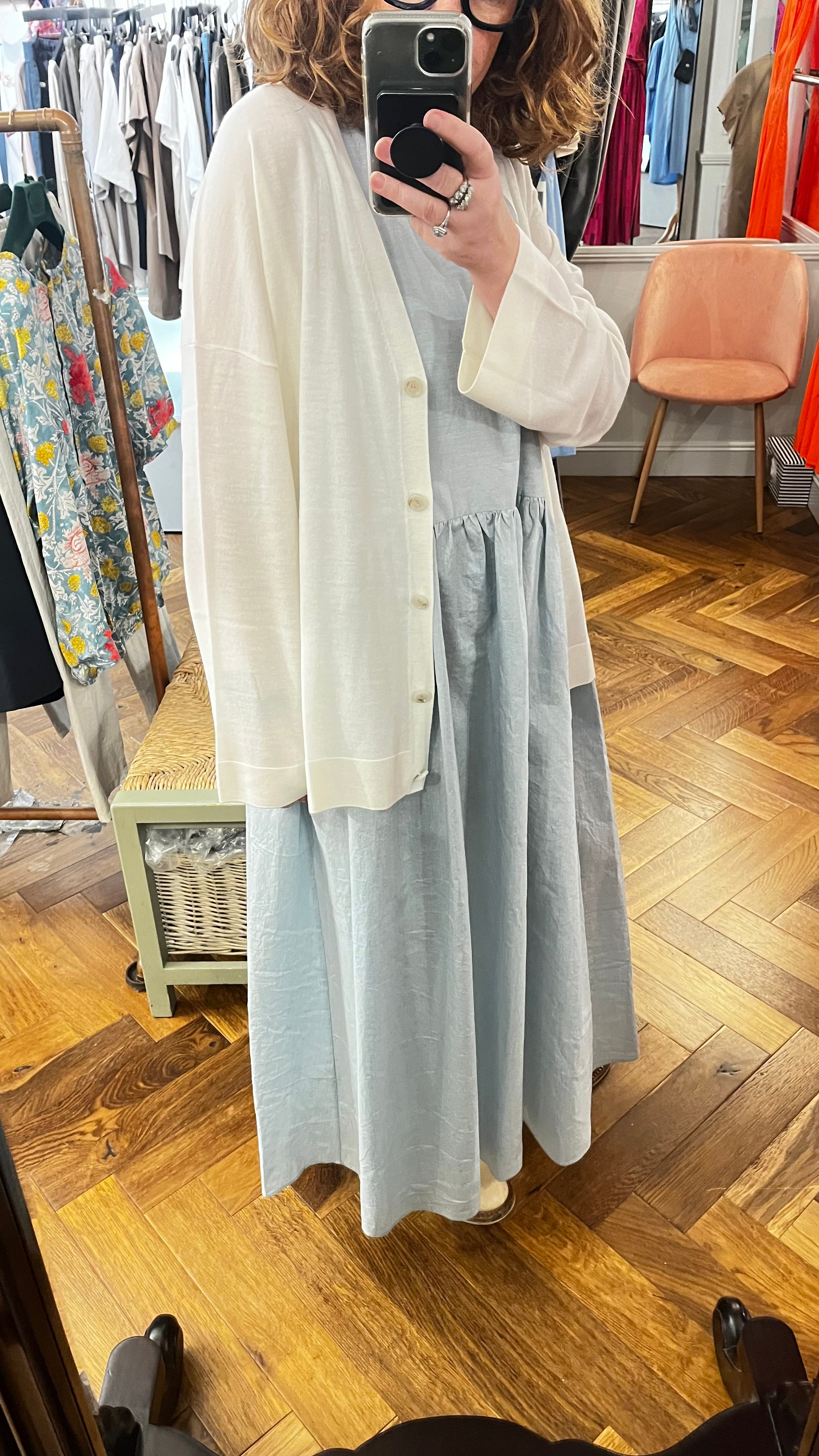 Allude Long V Neck Cardigan in Natural - SKULPT Dublin