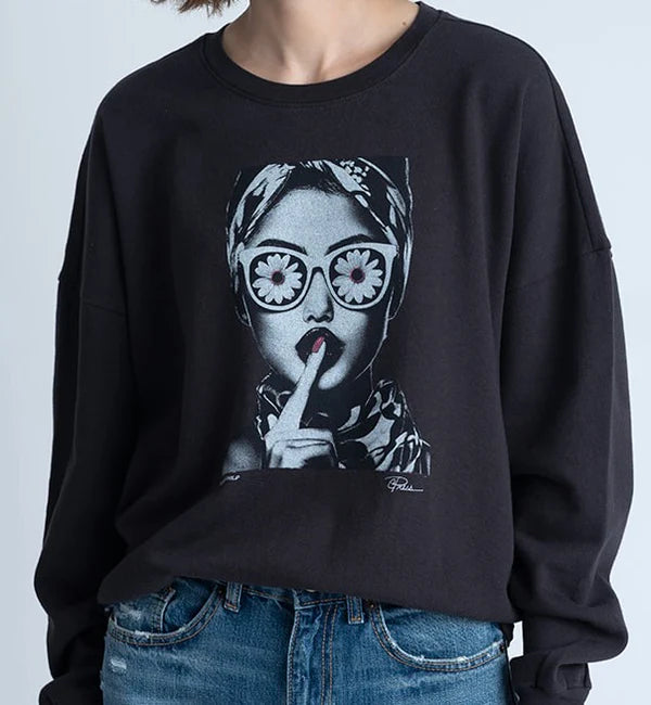 CPress Studio Wild Flower Sweatshirt in Worn Black
