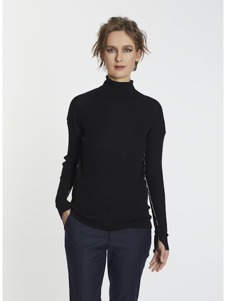 Lis Lareida Long Sleeve Superfine Wool Poloneck in Navy - SKULPT Dublin