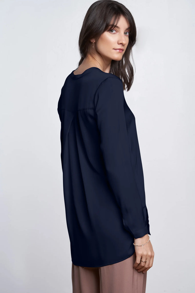 Silks95Five Washable Silk Tunic in Navy - SKULPT Dublin