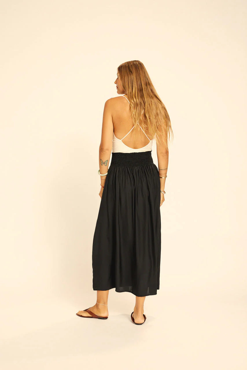 Natalie Martin Long Silk Skirt in Black - SKULPT Dublin