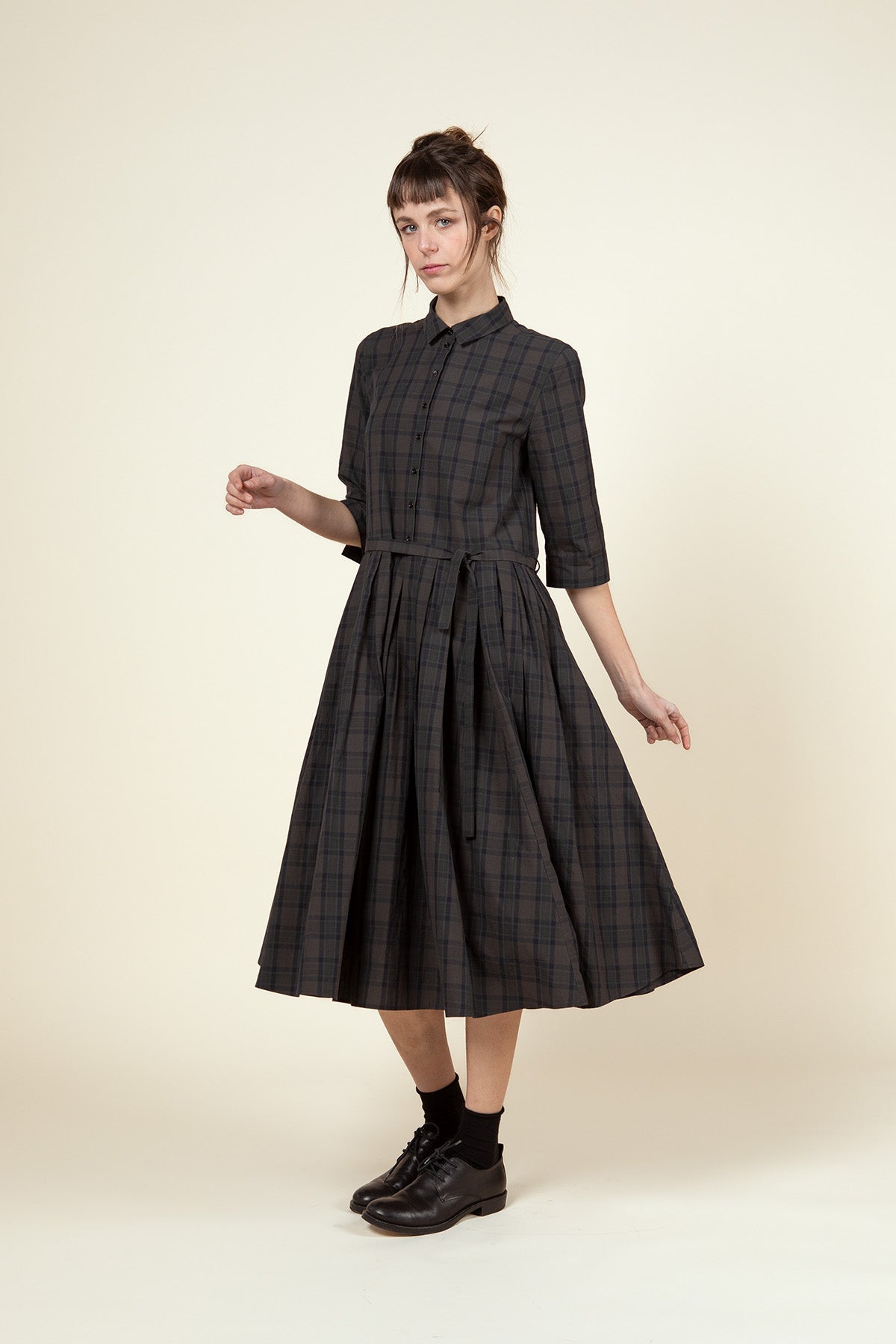 ApuntoB Shirt Dress in Anthracite Tartan - SKULPT Dublin