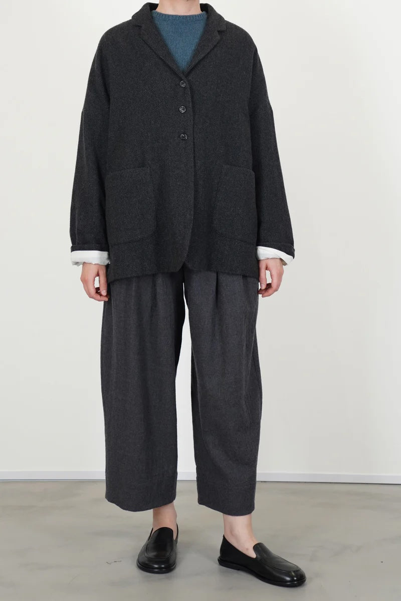 Apuntob Wool Jacket in Herringbone Cement - SKULPT Dublin