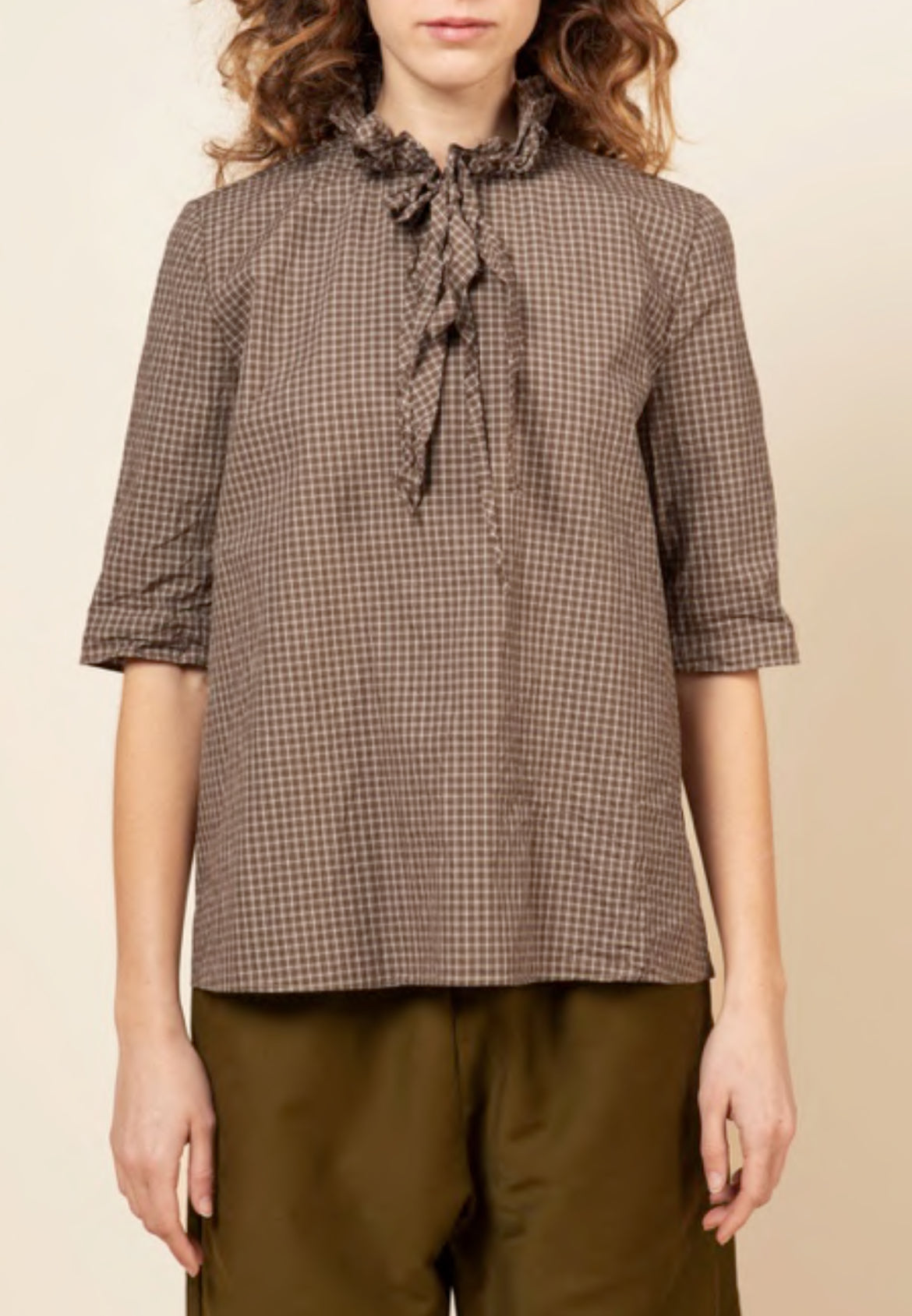 Apuntob Short Sleeve Ruffle Top in Forest - SKULPT Dublin