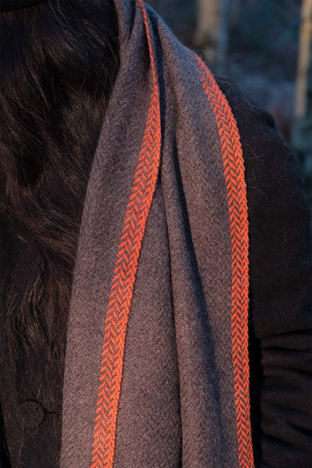 Oats & Rice Herringbone Scarf in Brown