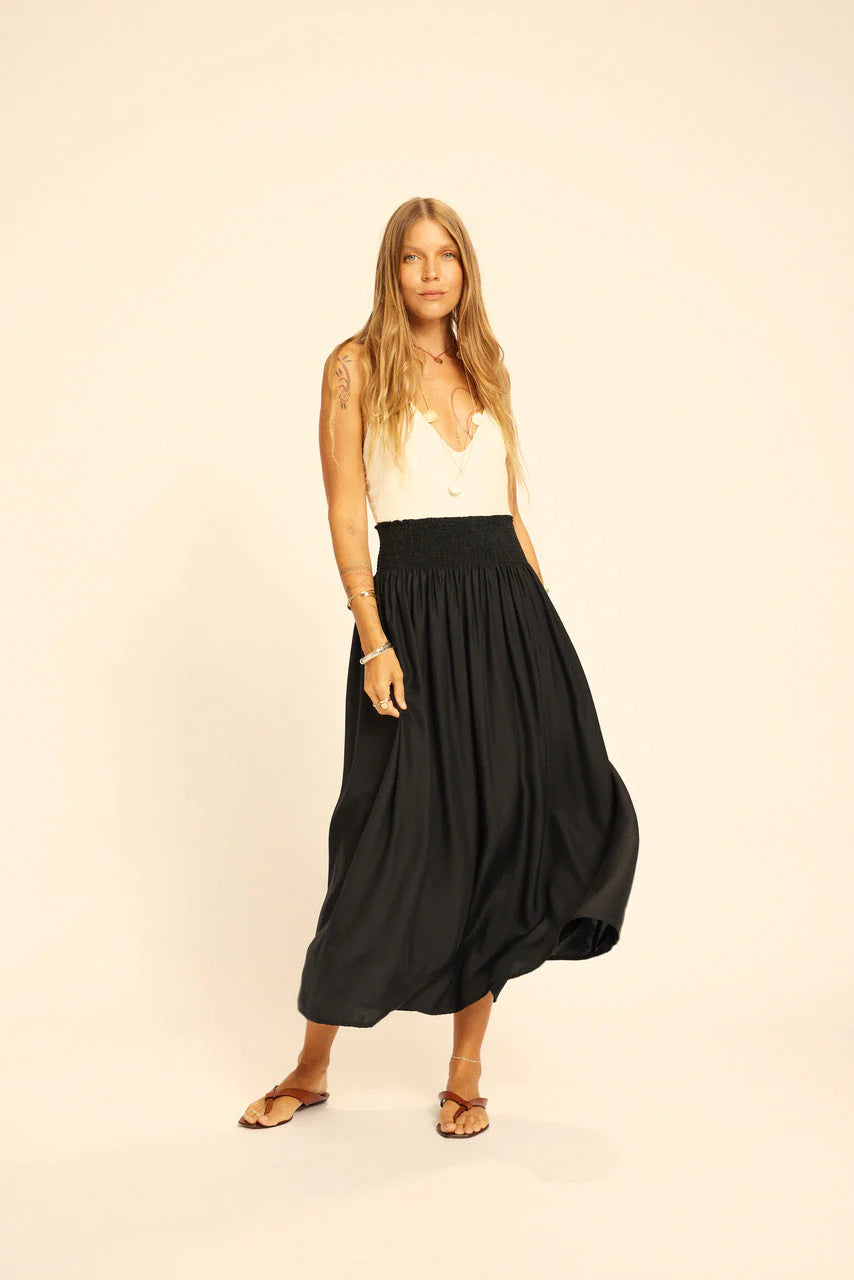 Natalie Martin Long Silk Skirt in Black - SKULPT Dublin