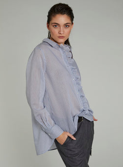 Lis Lareida Abbie Shirt in Night Blue Stripe - SKULPT Dublin