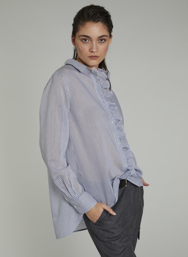 Lis Lareida Abbie Shirt in Night Blue Stripe - SKULPT Dublin