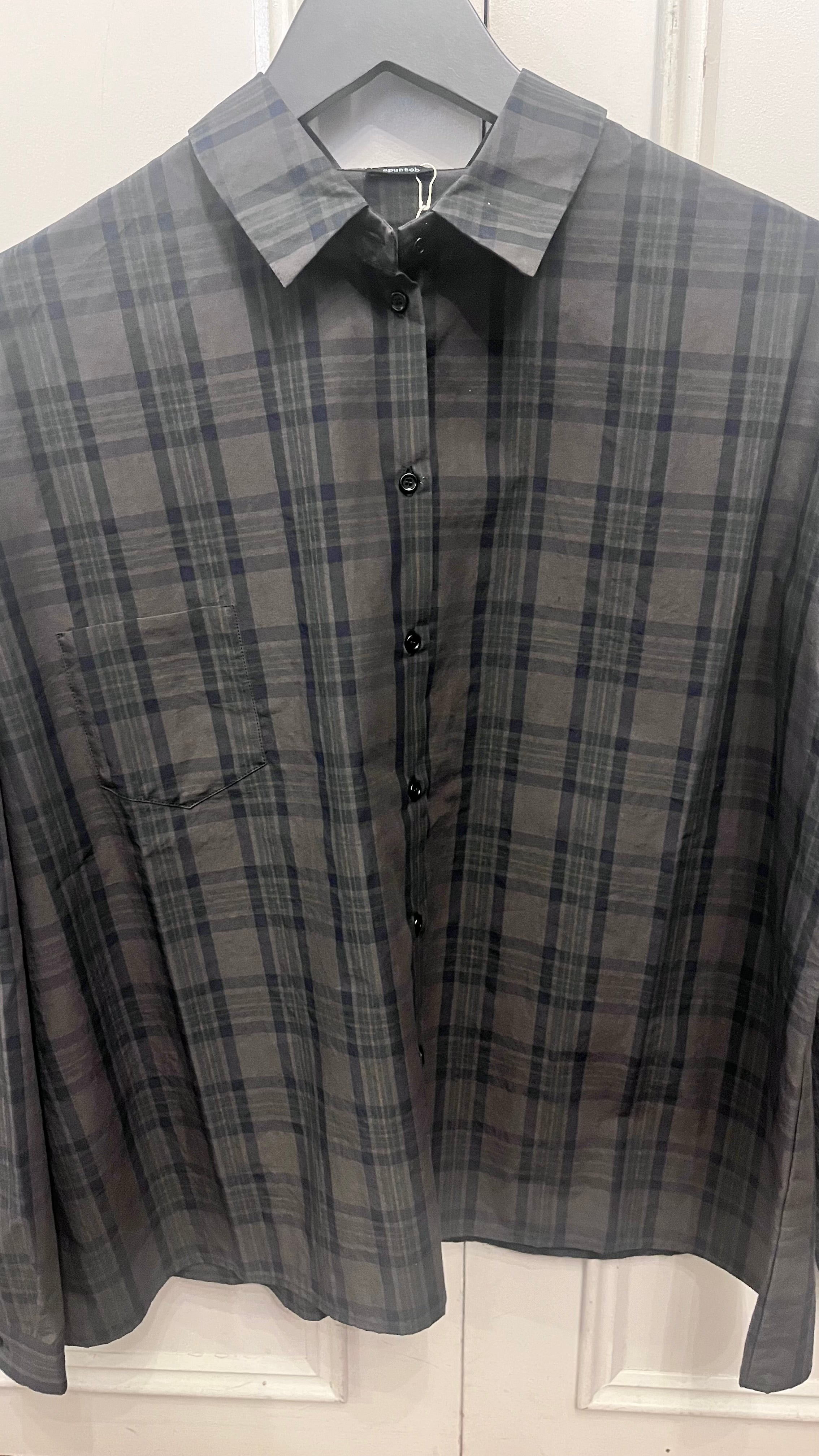 Apuntob Long Sleeve Shirt in Anthracite Grey Tartan - SKULPT Dublin