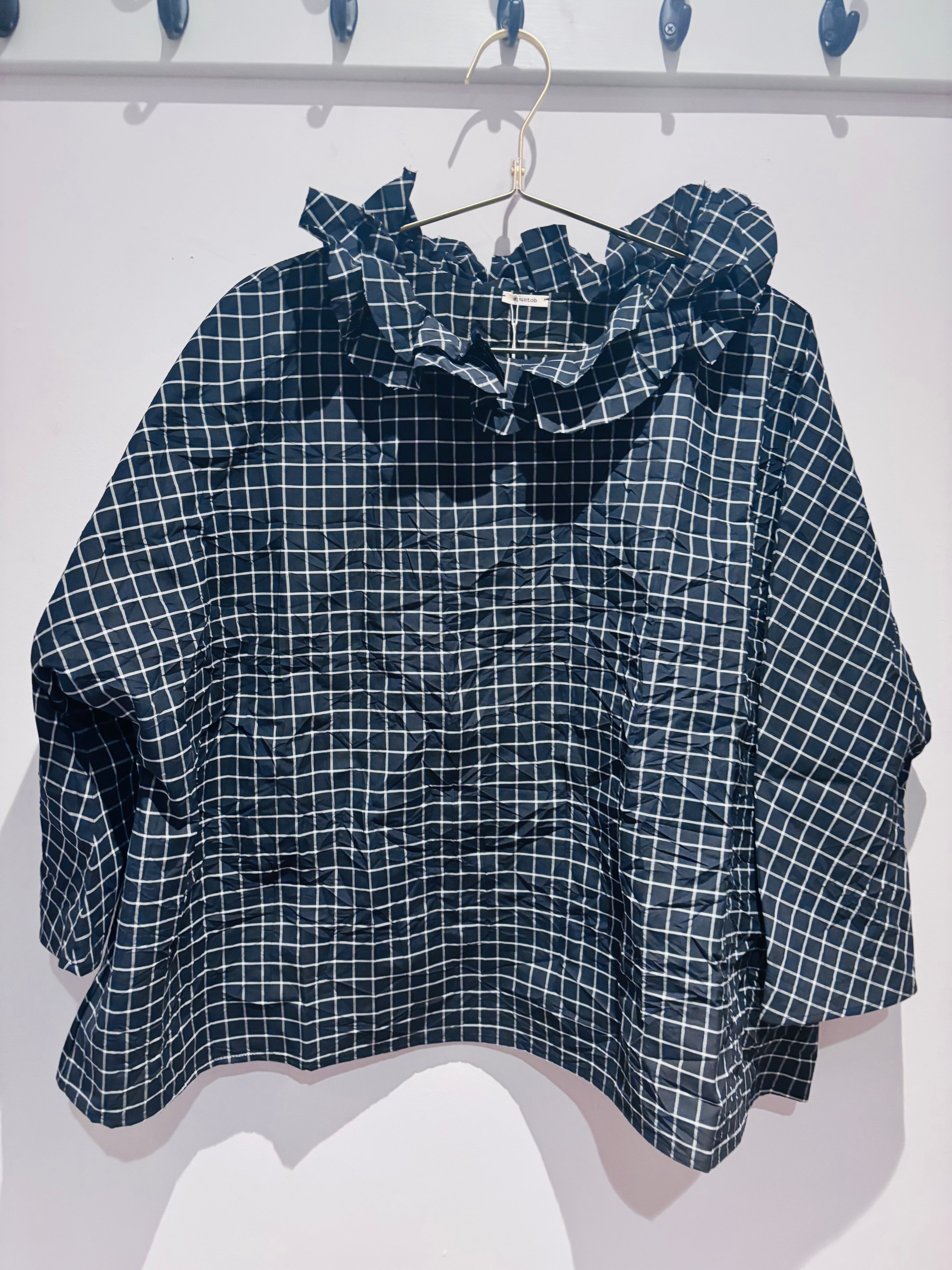 Apuntob Ruffle Shirt in Vintage Black and Ecru - SKULPT Dublin