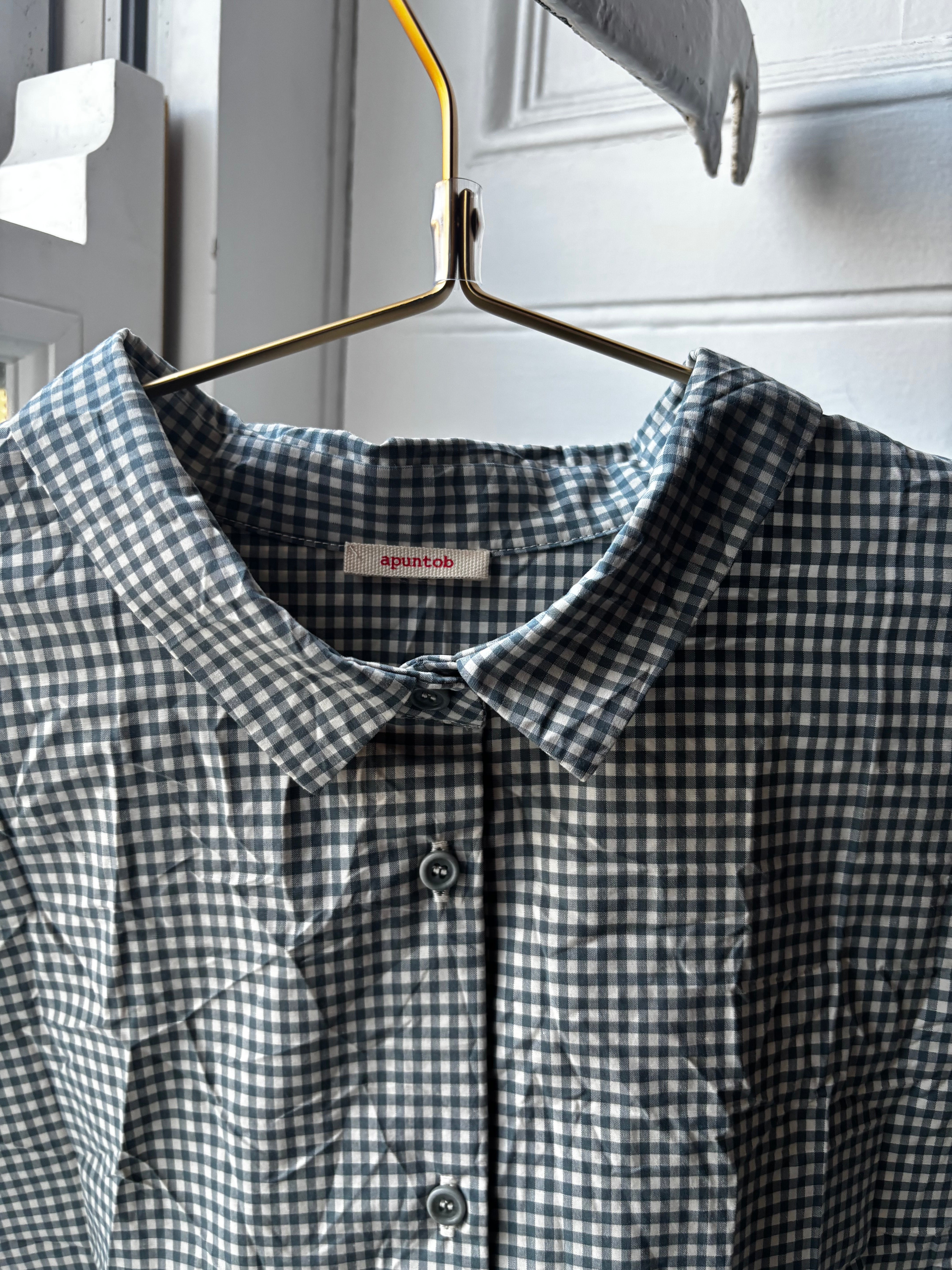 Apuntob Long Sleeve Shirt in Teal Gingham - SKULPT Dublin