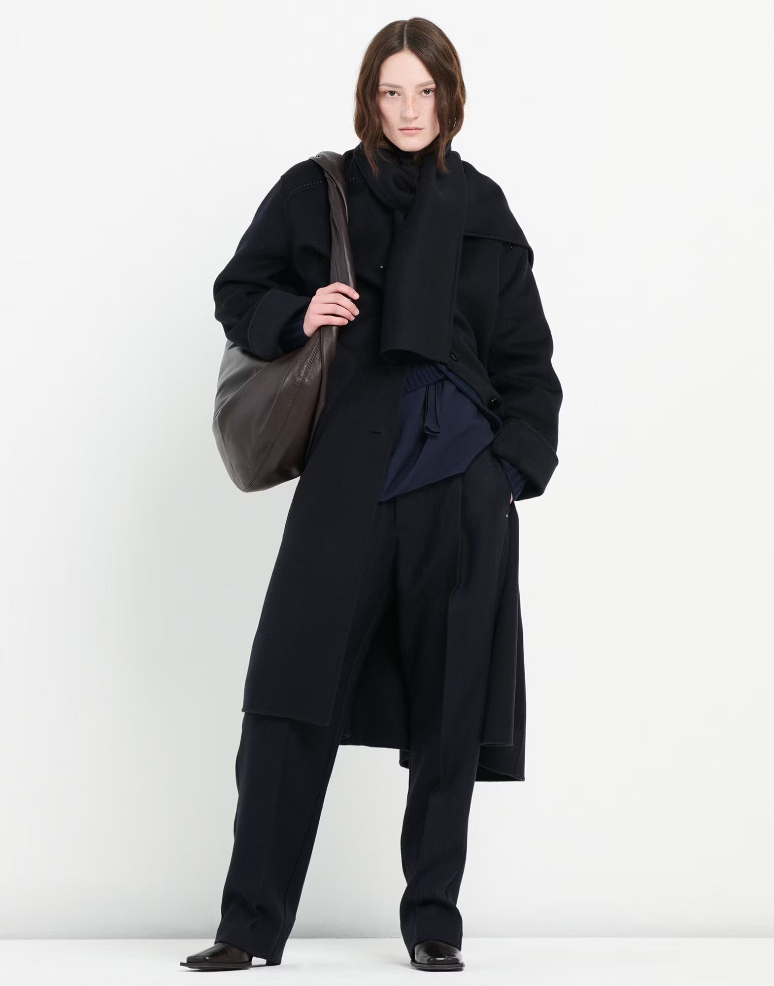 HIGH Everyday Couture Spire Long Coat in Navy - SKULPT Dublin