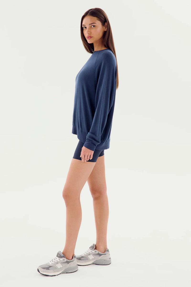 Splits59 Andie Long Sleeve Sweater in Navy - SKULPT Dublin