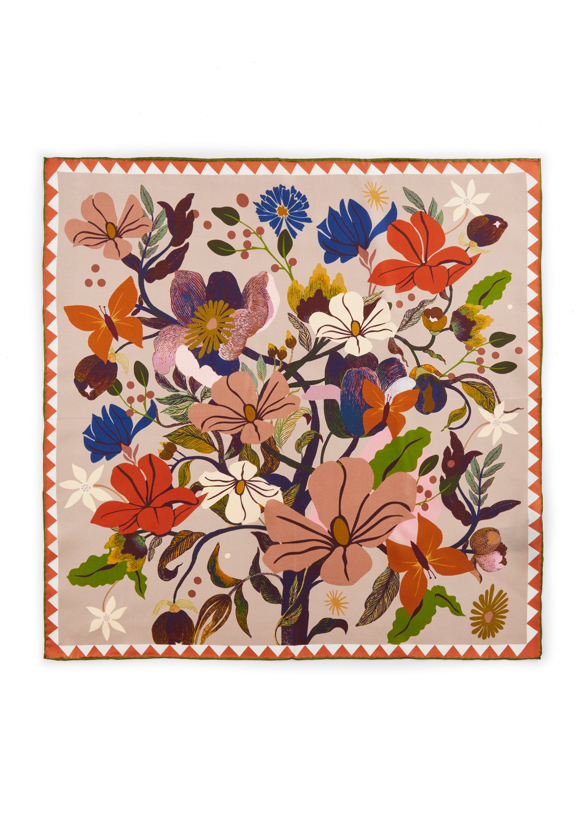 Codello Silk Scarf Beige Flowers - SKULPT Dublin