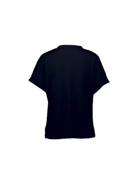 Allude Cotton V Neck Button Tee in Navy - SKULPT Dublin