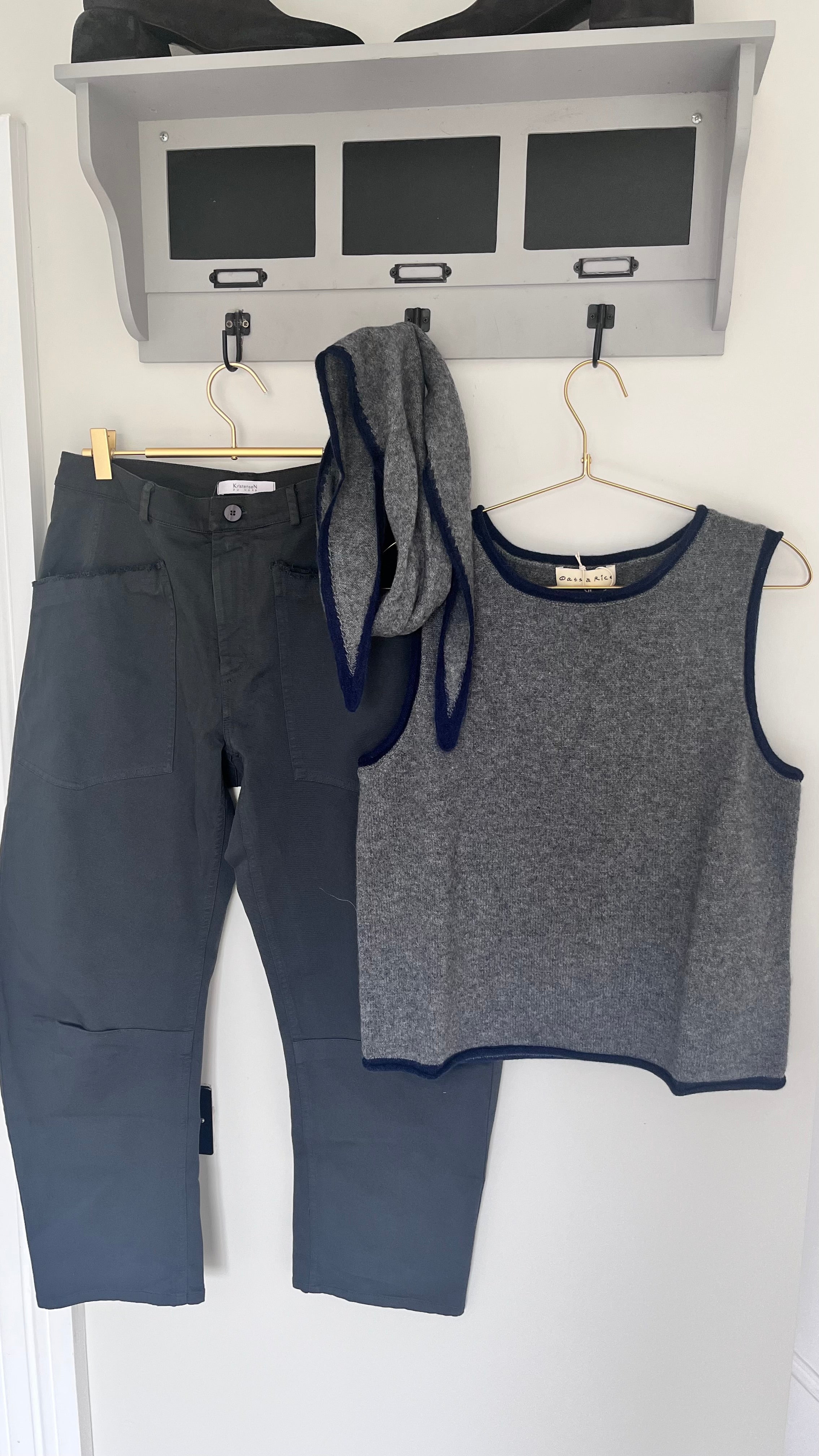 Oats & Rice Scarf in Grey and Navy - SKULPT Dublin