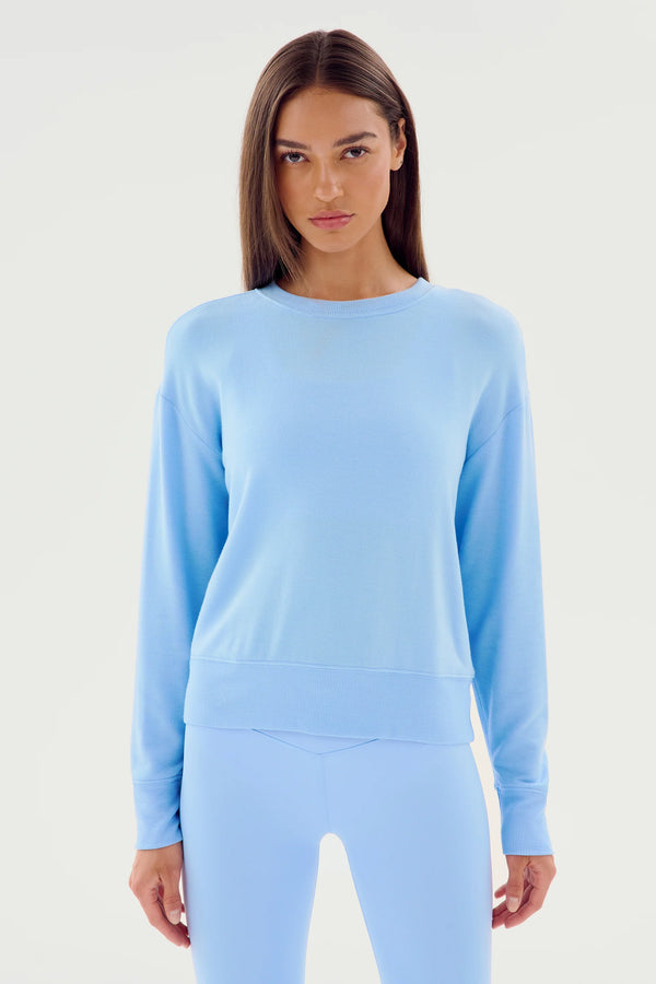 Splits59 Sonja Warm Up Long Sleeve Sweater in Sky - SKULPT Dublin