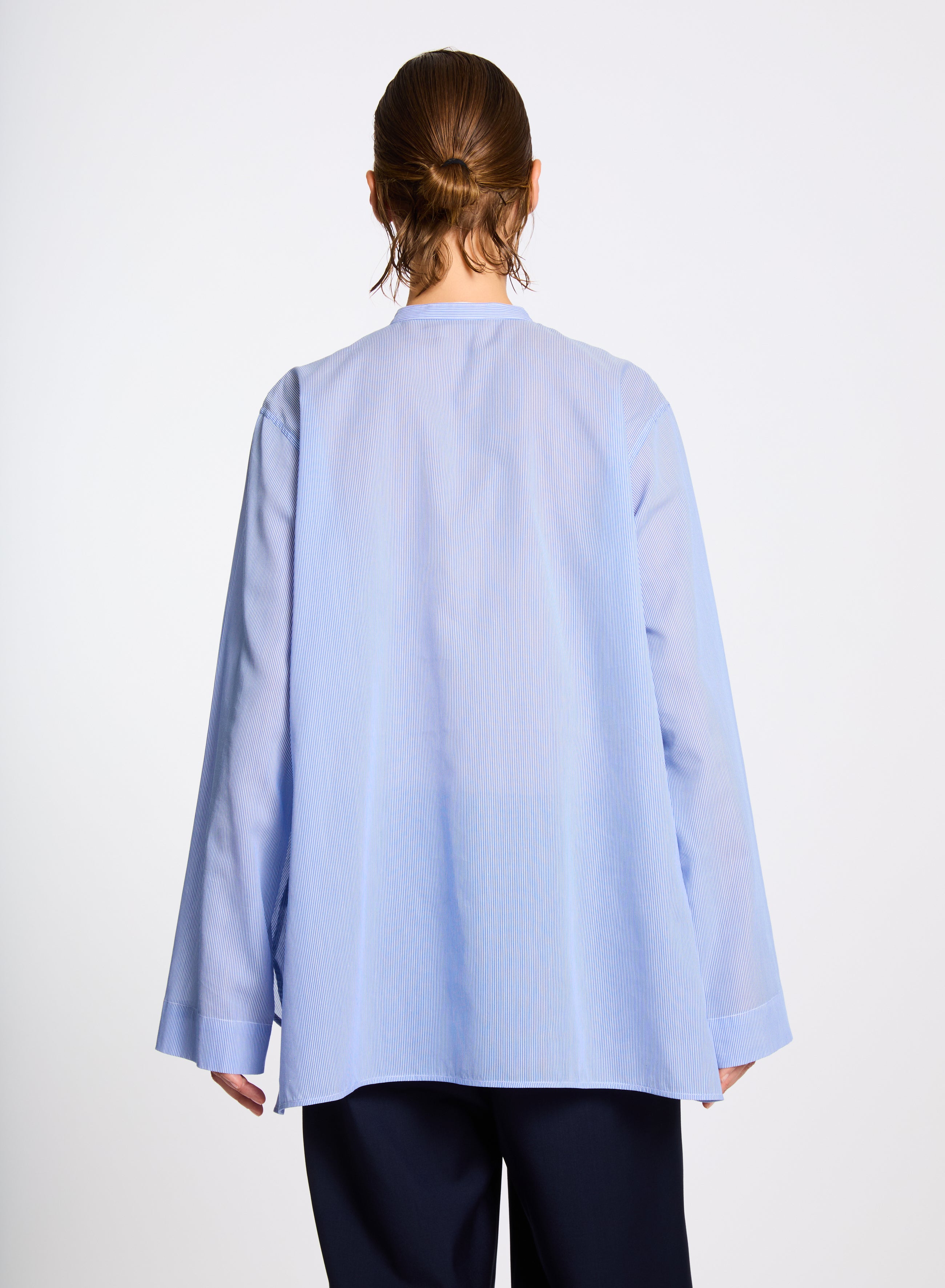 Lis Lareida Dorena Shirt in Fine Blue Stripe - SKULPT Dublin