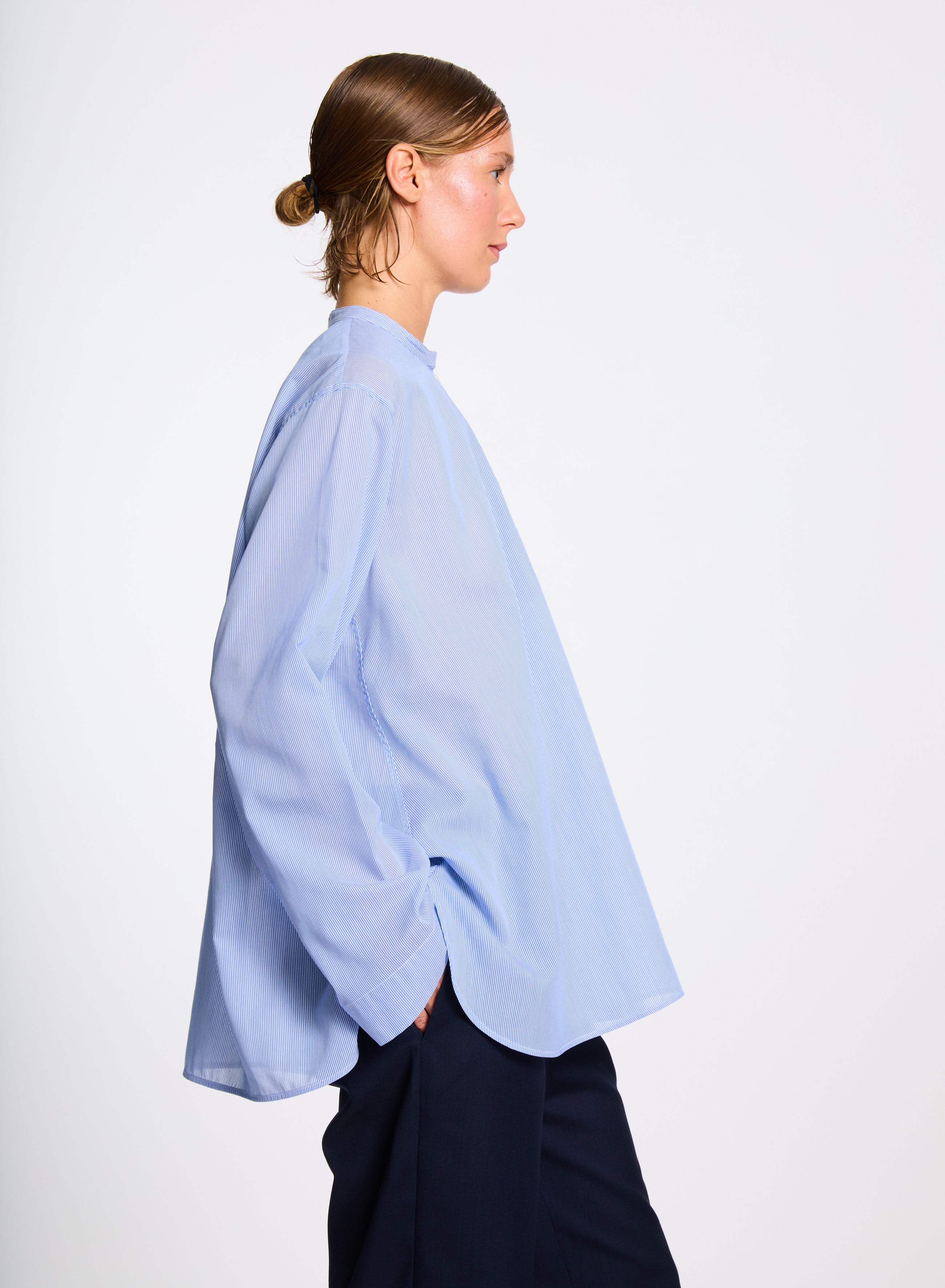 Lis Lareida Dorena Shirt in Fine Blue Stripe - SKULPT Dublin