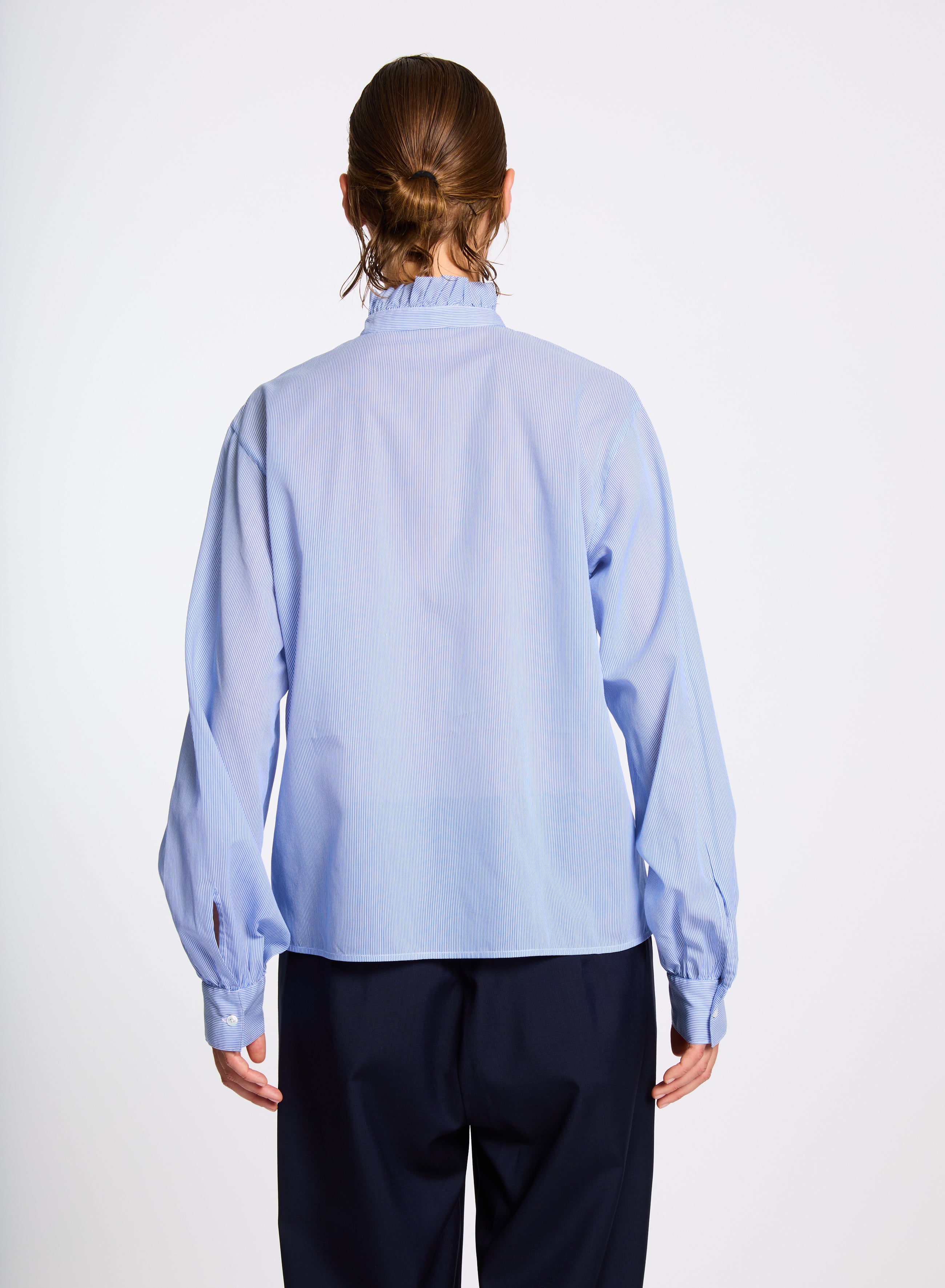 Lis Lareida Dorothy Shirt in Fine Blue Stripe - SKULPT Dublin