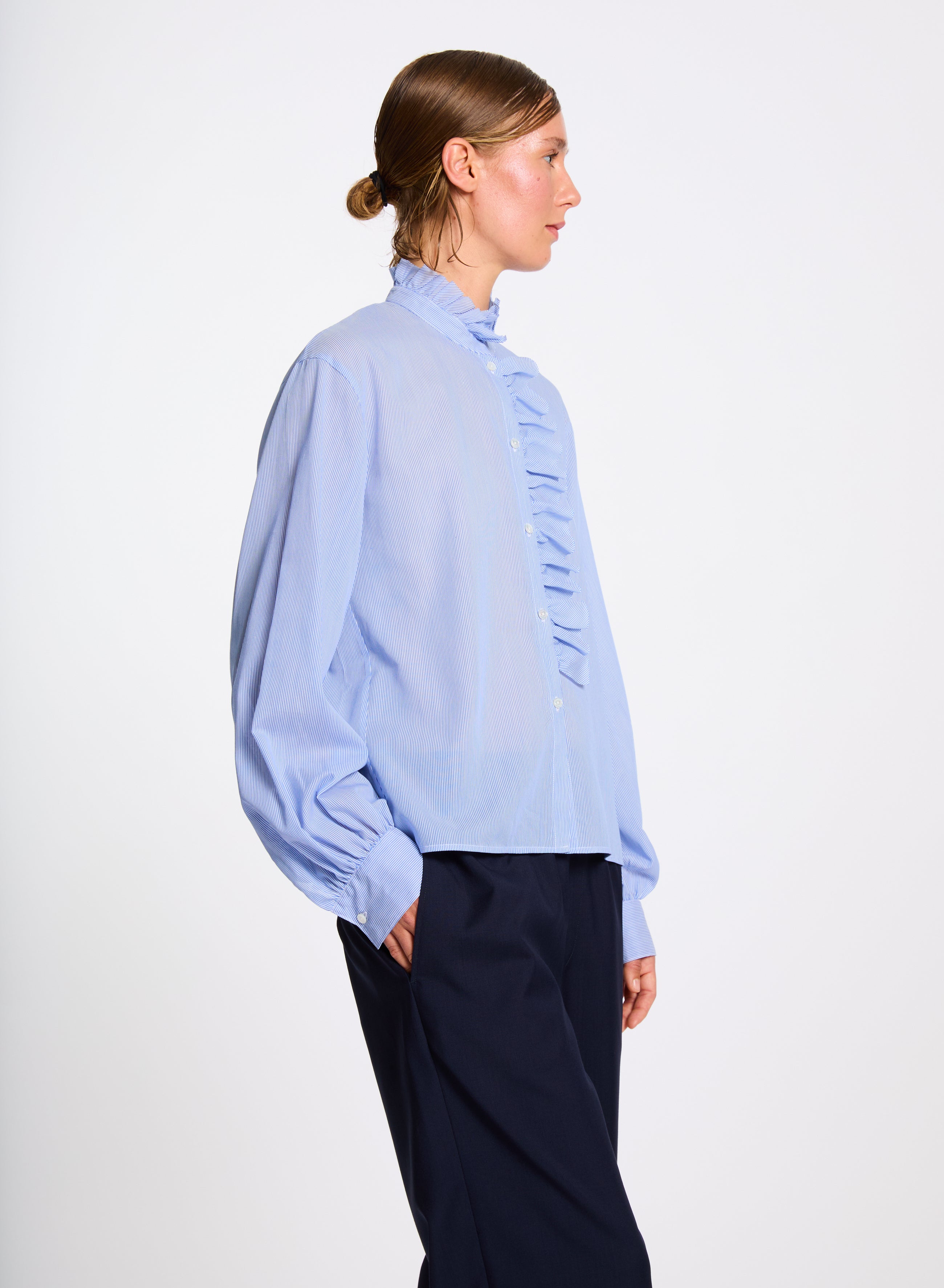 Lis Lareida Dorothy Shirt in Fine Blue Stripe - SKULPT Dublin