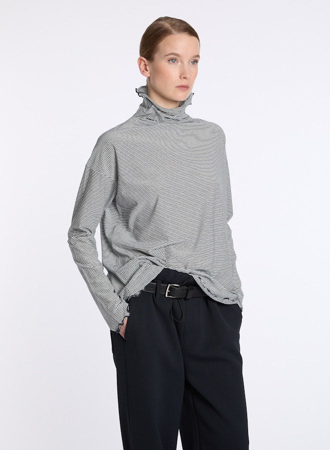 Lis Lareida Roll Neck Jersey Navy Stripe - SKULPT Dublin