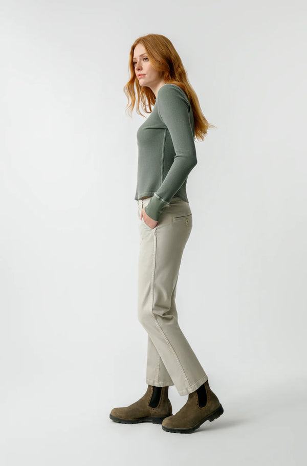 AMO Denim  Thermal Henley Tee in Natural – A M O